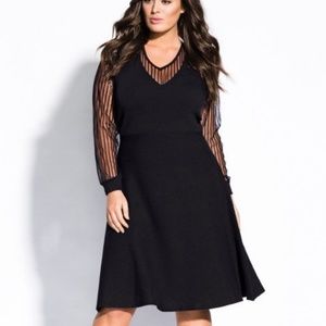 Black Sweater Dress with Lace Sleeves